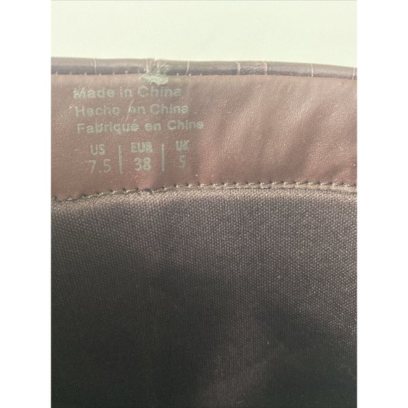 Rachel Zoe Size 7.5 M Mahogany Brown Croc Embossed MAYA Ankle Boot Platform Heel - Picture 12 of 16